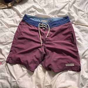 Fair Harbor Men's Swim Board Shorts in Red and Navy